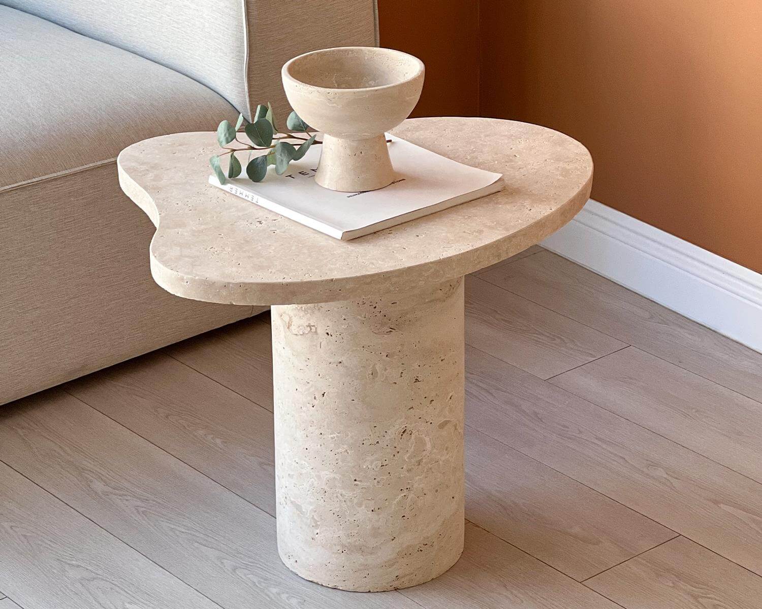 Chic Round Travertine End Table Perfect for Modern Homes