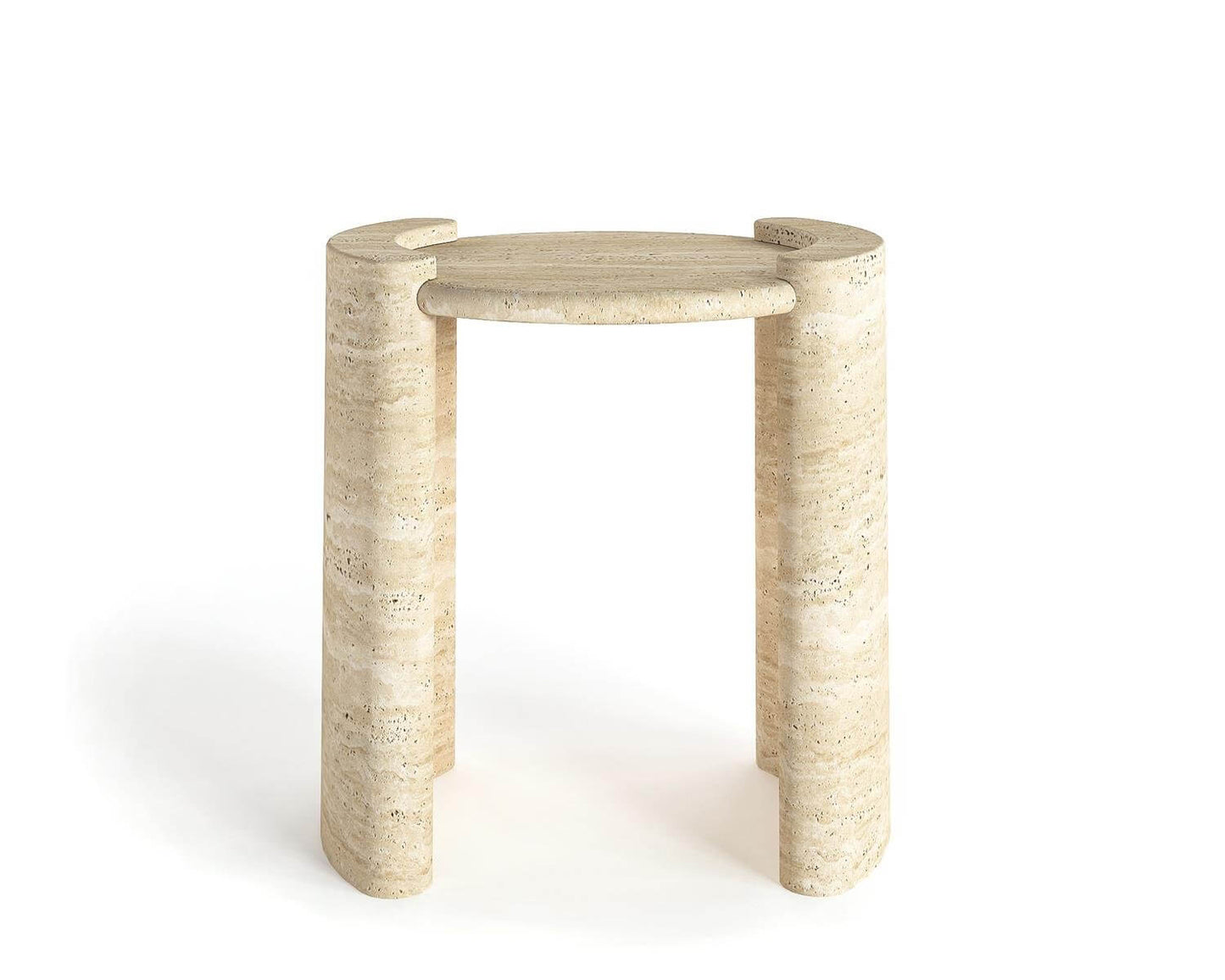 Chic Round Travertine End Table Perfect for Modern Homes